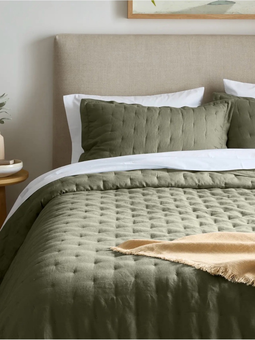 NWOT Quince Dusty Olive European Linen Dream Quilt and Shams Set Retail 234 - Picture 3 of 7